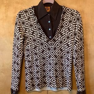 Tory Burch sweater with faux button up shirt